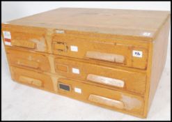 A mid century - ex Bristol University 6 drawers oak plan chest of drawers / architects cabinets