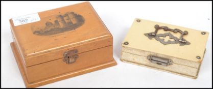 Two 19th century Victorian boxes, one being a Mauchline Scottish Ware box along with an early
