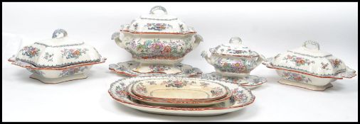 A late 19th century Ashworth Bros ceramic dinner service consisting of large lidded tureens with