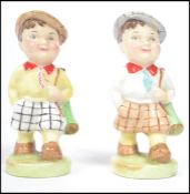Two vintage 20th century ceramic novelty golfing figures by Artone entitled the 19th hole in varying