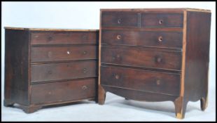 2 19th century chest of drawers for restoration. One with 2 short over 3 deep configuration, the