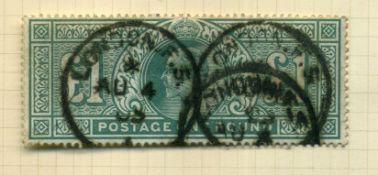 GB STAMPS Edward 7th Used High Values (3) £1 & 5s Fine used, 10s (Spacefiller). Cat val £1300+