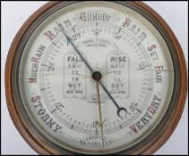 An early 20th century Admiral Fitzroy's wheel barometer having white glass indicating dial set