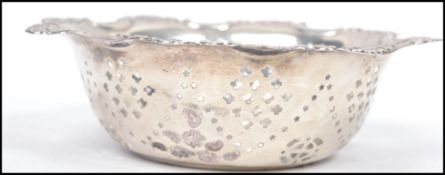 An early 20th century Edwardian silver hallmarked fret pierced bowl by Levesley Brothers (Thomas