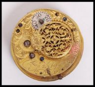 A 19th century fusee movement pocket watch movement Chas ( Charles ) Kirby of London serial no
