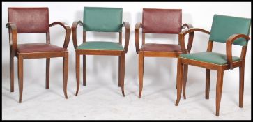 A set of original 1930's French Art Deco bridge chairs / armchairs. Raised on sqaured tapered
