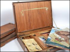 A vintage 20th century artist set contained within a wooden box to include mostly Rowney products