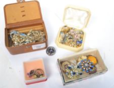 A fantastic collection of vintage 20th century costume dress jewellery to include many pairs of