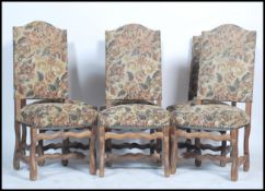 A set of 19th century French walnut high back dining chairs. Each raised on shaped legs with
