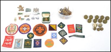 A collection of scouts memorabilia to include patches from Kingswood Bristol, South Cotswold