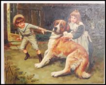 An original oil on panel painting after a Pears print. The oak panel painted scene of a boy