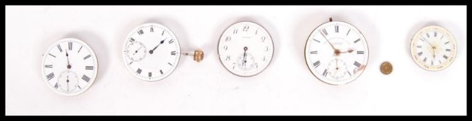 A collection of pocket watch movements ( lacking cases ) to include Graves of Manchester Fusee,