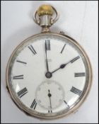A 19th century continental silver Baume Geneve Swiss pocket watch being open faced with crown