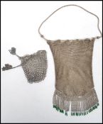 An early 20th century circa 1920's white metal mesh link evening bag of possible German make