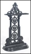 A 19th century Victorian Coalbrookdale cast iron stick stand bearing Victorian date lozenge and Rd