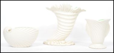 A group of three vintage 20th century SylvaC to include two cornucopia vases and an Art Deco 2265