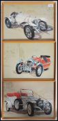 A collection of four vintage framed and glazed picture prints after DG Mackay of various Bentley