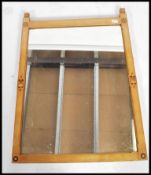 A large Victorian Arts & Crafts oak mirror of ash inlaid construction. The mirror with detailed