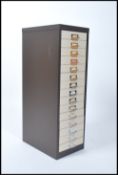 A 20th century retro upright metal filing cabinet in two tone colour way by Bisley. The cabinet with