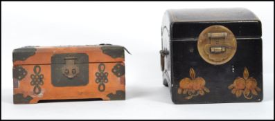 Two vintage 20th century Oriental Chinese boxes to include a lacquered example decorated with