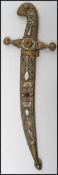 A vintage 20th century Indian / Islamic curved knife dagger, the sheaf decorated with brass and