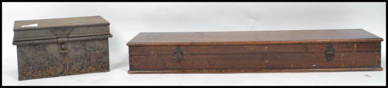 A good early 20th century money / petty cash tin of metal construction together with another of