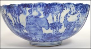 A late 19th / early 20th century Oriental blue and