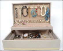 A good vintage jewellery box full of vintage 20th century costume dress jewellery to include