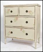 A 20th century up cycled shabby chic painted chest of drawers, two short deep drawers over to deep