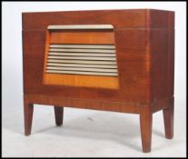 A stunning Art Deco walnut cased radiogram by Pye. Bakelite louvre speaker grill to front with a