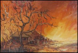 A 20th Century George Wilkinson Australian school oil on board painting, ' outback scene west
