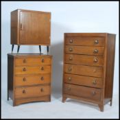 Early 20th century oak straight six chest of drawers together with an oak straight four chest and