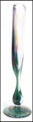 A vintage 20th century unusual studio art glass vase of elongated form having an of centre balled