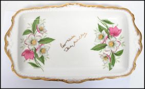 A rare 1965 Stanley Mathews football commemorative bone china signed entree dish: Royal Imperial