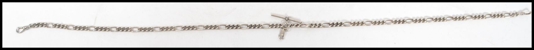 A good early 20th century silver hallmarked double Albert chain / pocket watch chain of link and bar
