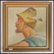 A vintage 20th century portrait painting of a Bavarian Peasant by German artist Henrich Bichel