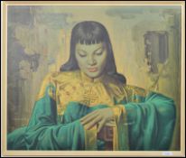 After Vladimir Tretchikoff ( 1913-2006 ), ' Lady from the Orient ', a print, (57cm x 67cm), set