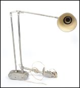 A good enamelled silver mid century adjustable Industrial anglepoise wall / desk mounted lamp with