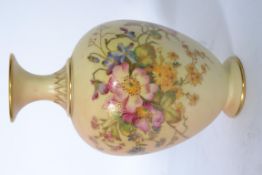 A Royal Worcester ivory blush ceramic vase of glob