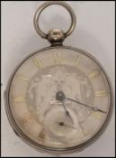 A mid 19th century Victorian silver hallmarked pocket watch by Horatio Smith of London  no 8551.