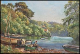 English School Devon / Cornish river scene with fi
