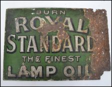 A vintage early 20th century enamel double sided point of sale advertising sign for Royal Standard