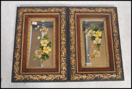 A pair of vintage 20th century paintings on glass,