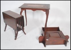 A Victorian oak hanging cabinet with single cupboard and shelves above together with a carved