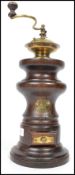 A good early 20th century large French wooden coffee grinder of wooden and brass construction. The