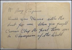 Boxing sporting interest relating to Henry Cooper - A personal letter written to Henry Cooper on a