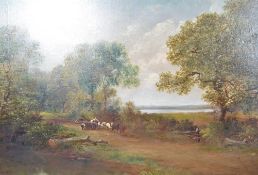 H Sherborne (b1800 - ) A 19th century English school country scene of a horse and cart with