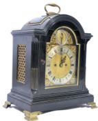 An English ebonised double  fusee movement bracket clock by Jennens & Sons of Great Sutton Street,