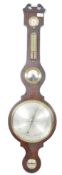 A 19th century Regency rosewood wall banjo barometer by Haines of Swindon. The large central dial