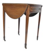 A 19th century mahogany and satin wood banded Pembroke table having an inlaid decorative roundel